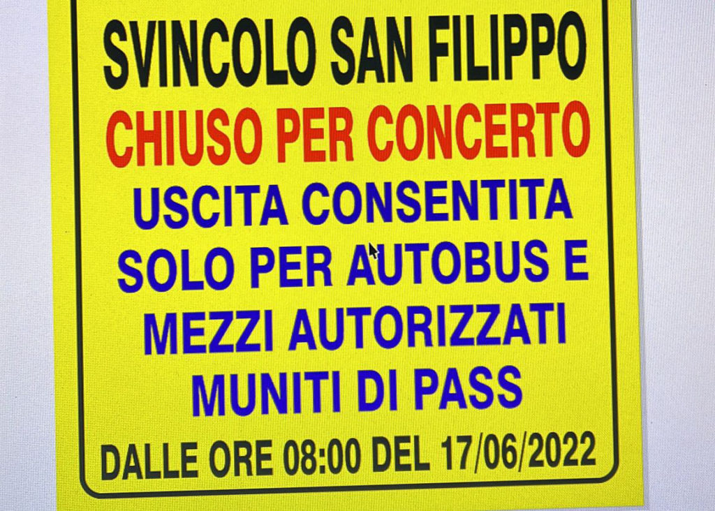 Vasco Rossi a Messina, chiuso lo svincolo di S. Filippo e potenziati i servizi autostradali