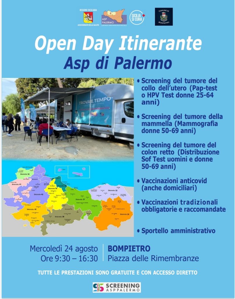 Domani a Bompietro l’Open day dell’Asp di Palermo