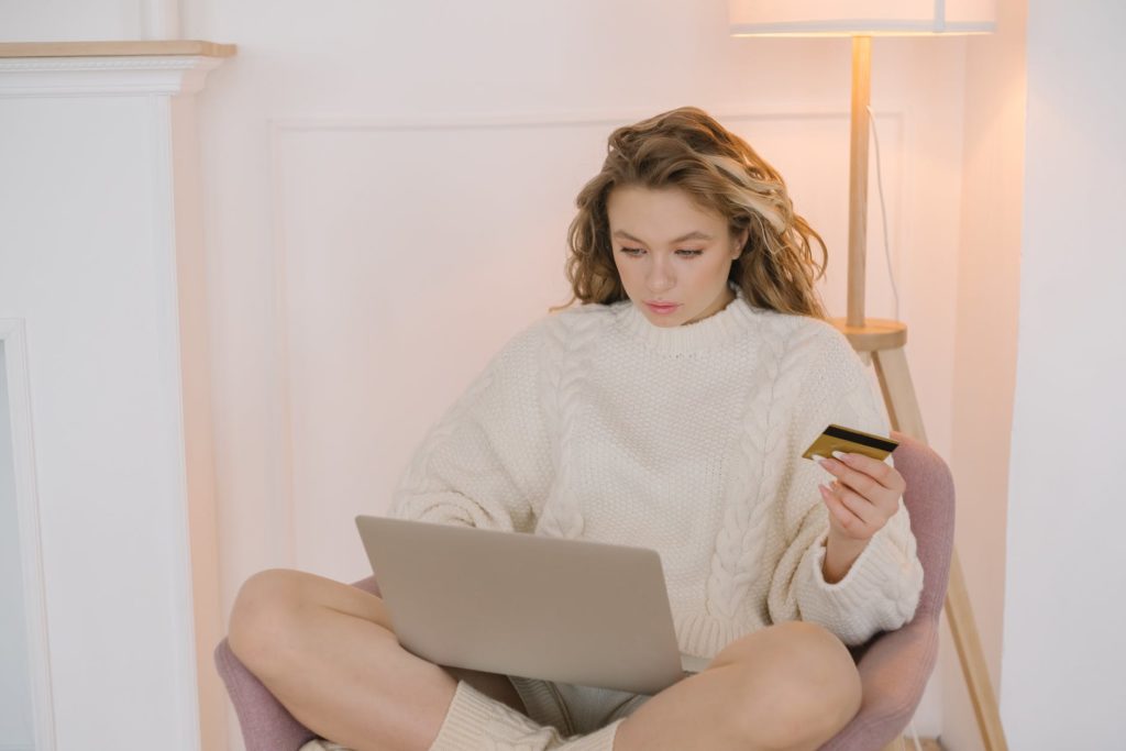 a woman shopping online