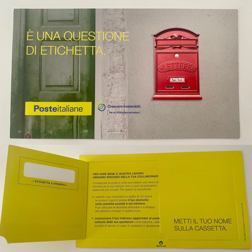 Poste italiane, arriva “etichetta la cassetta”
