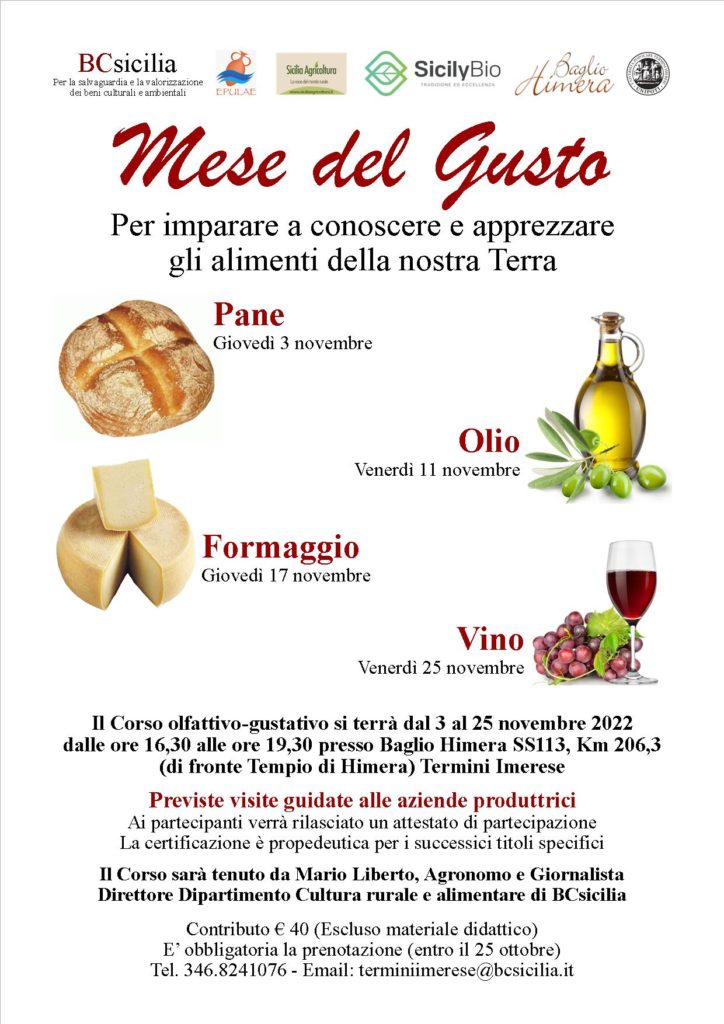 Mese del Gusto: Corso olfattivo-gustativo per imparare a conoscere e apprezzare gli alimenti della nostra Terra