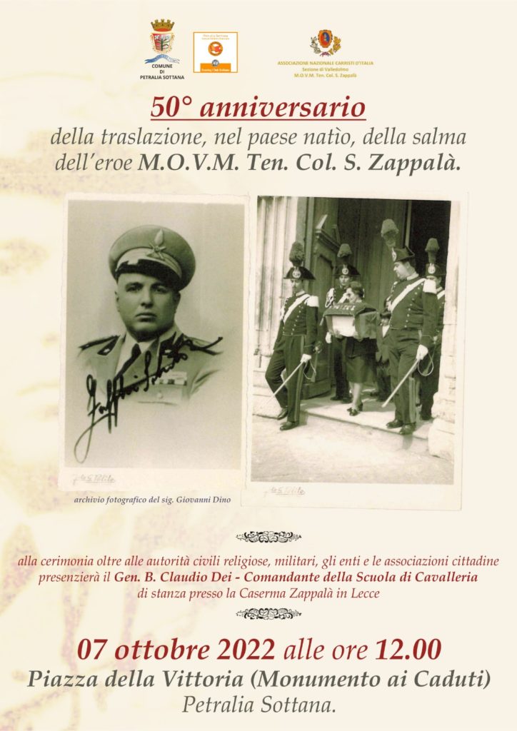 Petralia Sottana ricorda il Col. Zappalà nel 50esimo anniversario della traslazione della salma