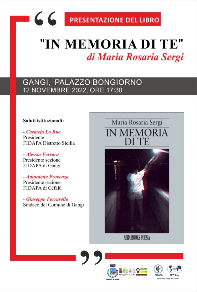 Gangi,presentazione del libro di poesie “In memoria di te”