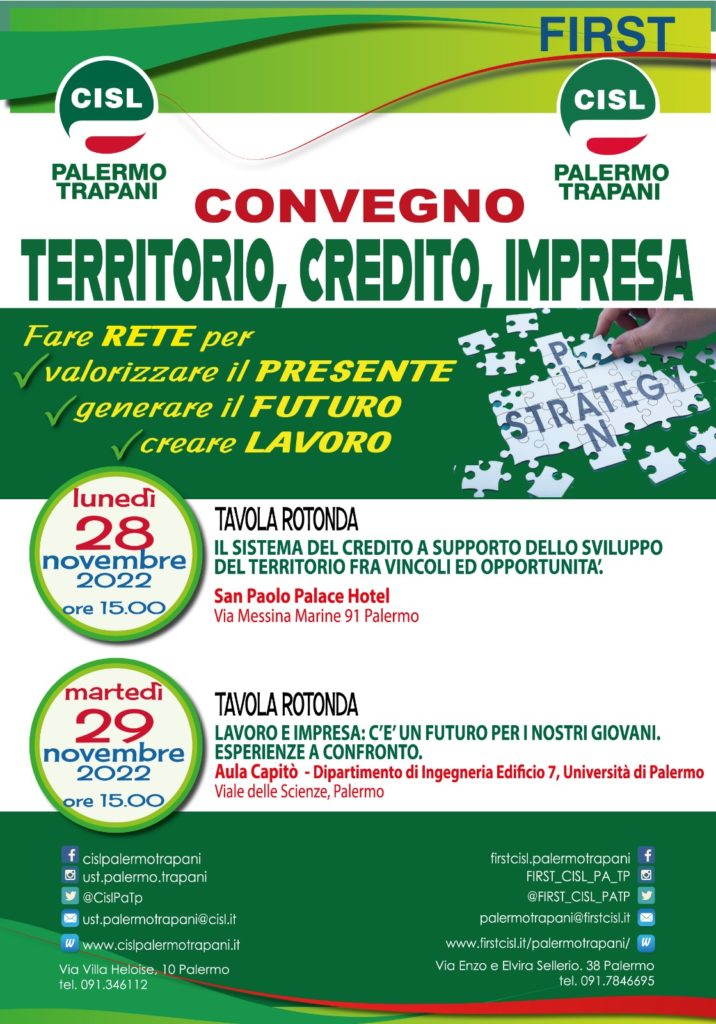 Cisl – “Territorio Credito Impresa: fare rete per valorizzare il presente, generare il futuro e creare lavoro”