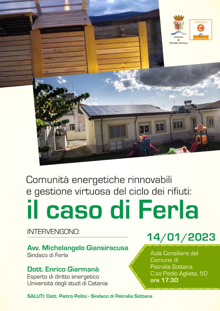 Comunità energetiche rinnovabili e gestione virtuosa del ciclo dei rifiuti, un incontro a Petralia Sottana
