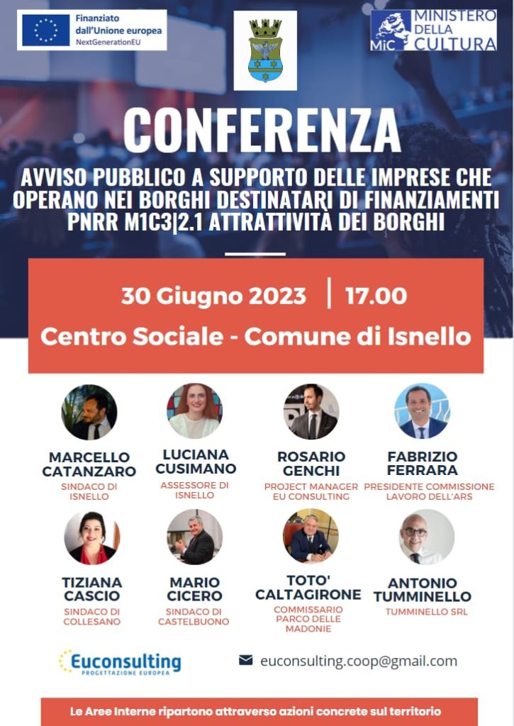Isnello. Conferenza fondi PNRR per le imprese che investono nei piccoli borghi