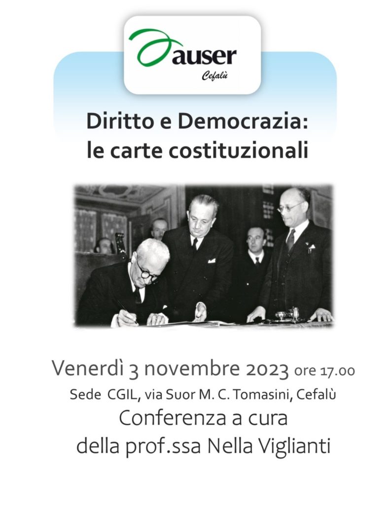 Auser Cefalù: Diritto e democrazia, le carte costituzionali