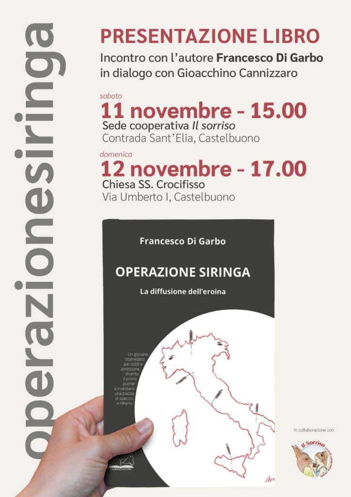Castelbuono,doppio appuntamento per la presentazione del libro “Operazione siringa. La diffusione dell’eroina”Romanzo storico-sociale
