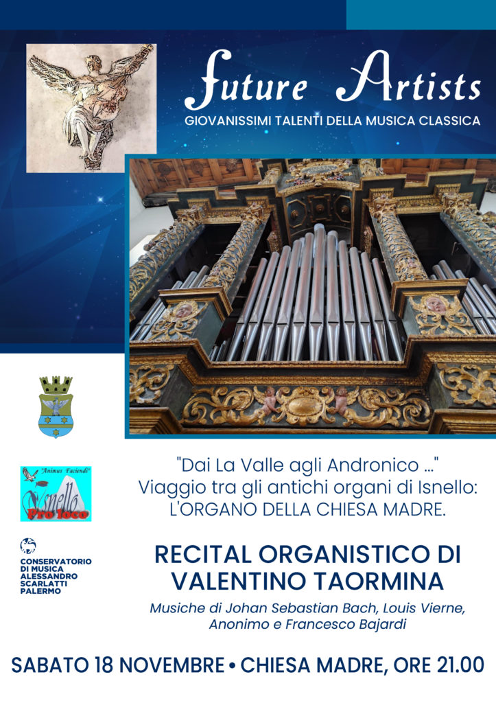 Isnello. “Future Artists” – Sabato 18 novembre, recital organistico in Chiesa Madre