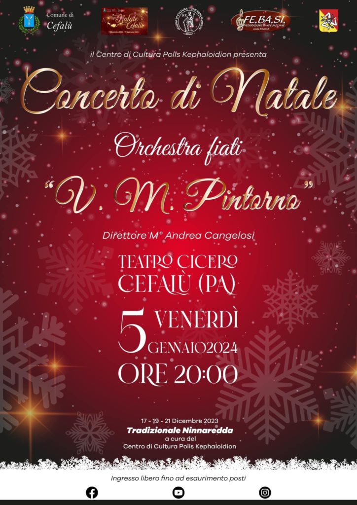 Polis Kephaloidion e “V. M. Pintorno”. 5 gennaio tradizionale Concerto di Natale a Cefalù