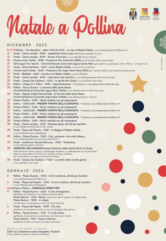 Natale 2023 a Pollina e Finale: un calendario di magia e tradizione