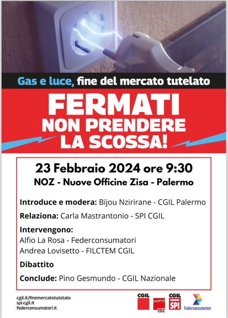 “Fermati non prendere la scossa”, iniziativa sindacale sulla fine del mercato tutelato per acqua e energia