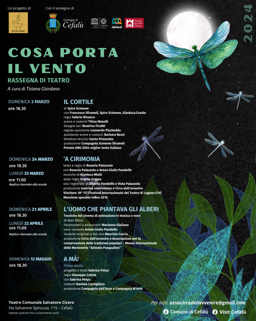 “Cosa porta il vento”: a Cefalù 4 spettacoli teatrali gratuiti da marzo a maggio 2024