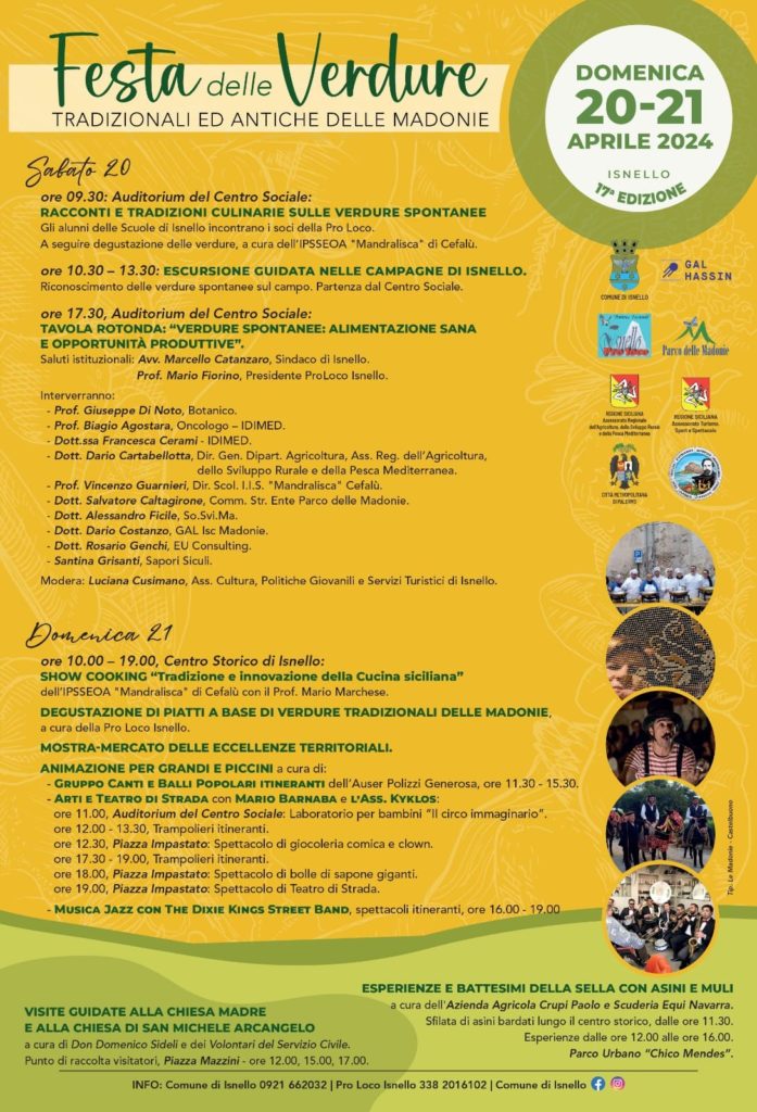 Isnello 20 e 21 aprile: Festa delle Verdure Tradizionali e Antiche delle Madonie