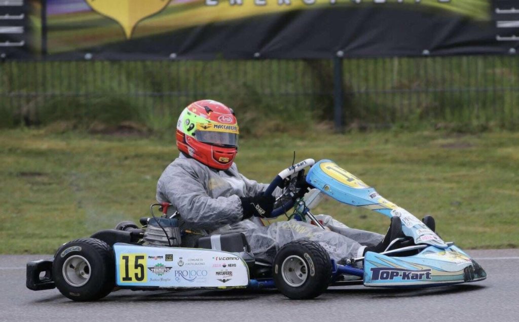 Kart,il pilota di Castelbuono al via della gara tedesca sulla pista di Leidoslheim (Dettenheim) 
