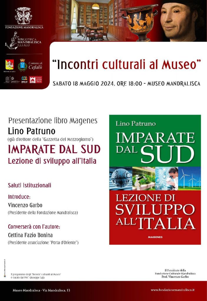 “Imparate dal Sud”, presentazione del saggio di Lino Patruno al Mandralisca di Cefalù
