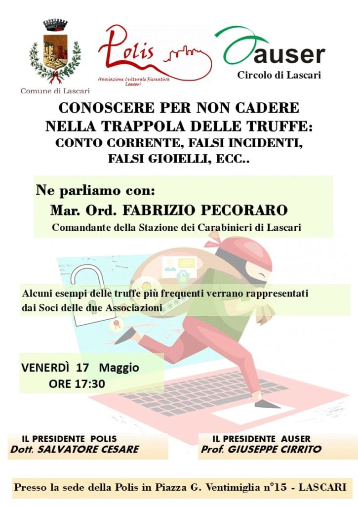 Incontro a Lascari sul fenomeno delle truffe che colpiscono gli anziani