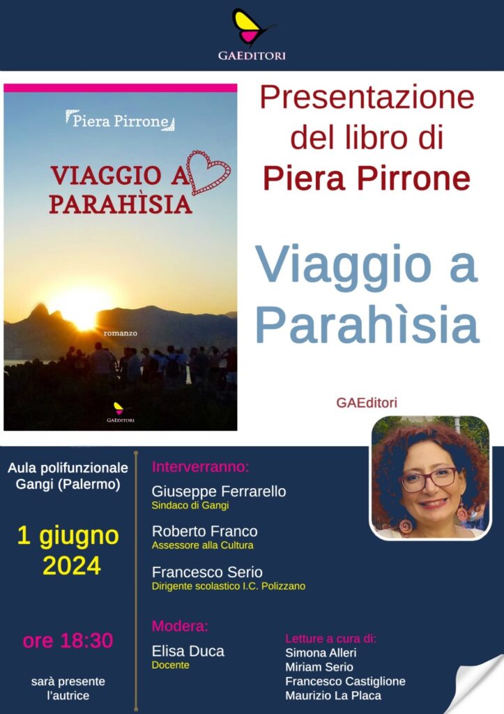 Viaggio a Parahìsia,il nuovo romanzo di Piera Pirrone che sarà presentato a Gangi