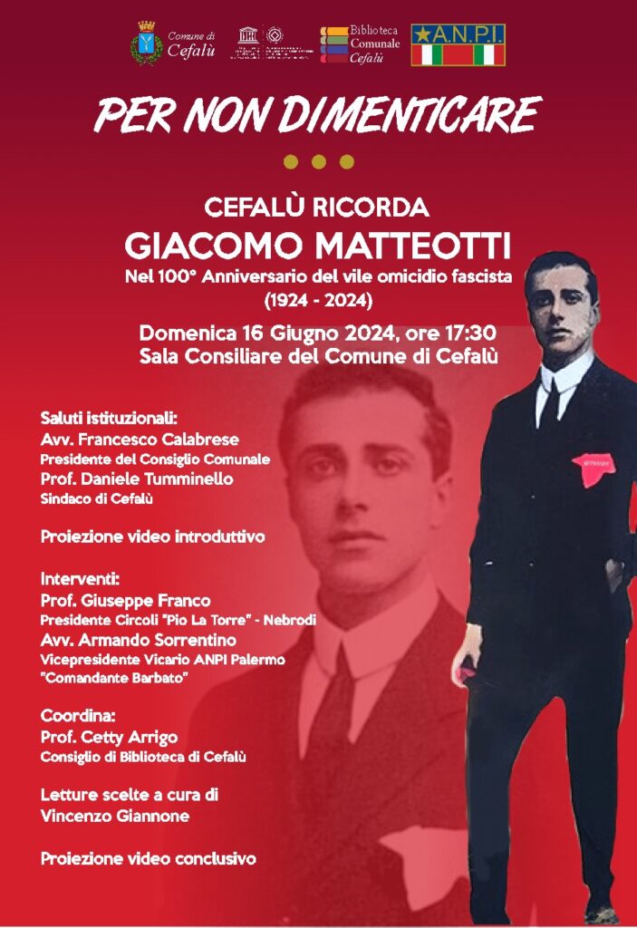 Cefalù ricorda Giacomo Matteotti