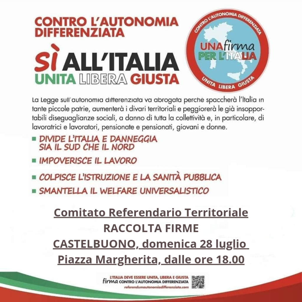 Castelbuono, raccolta firme contro l’autonomia differenziata. Domenica dalle 18 in piazza Margherita