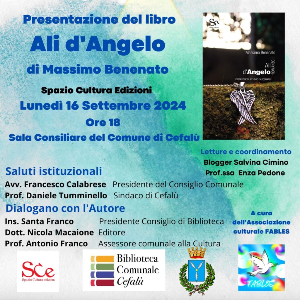Cefalù,presentazione “Ali d’Angelo” di Massimo Benenato