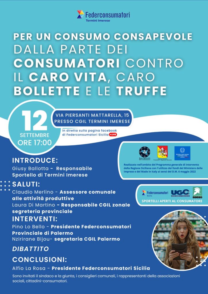 Carovita, bollette e truffe. Incontro FederConsumatori a Termini