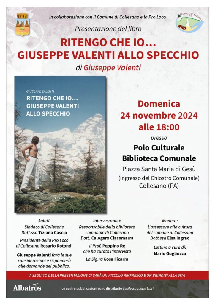 Collesano – Biblioteca Comunale. Presentazione libro: “Ritengo che io… Giuseppe Valenti allo specchio”