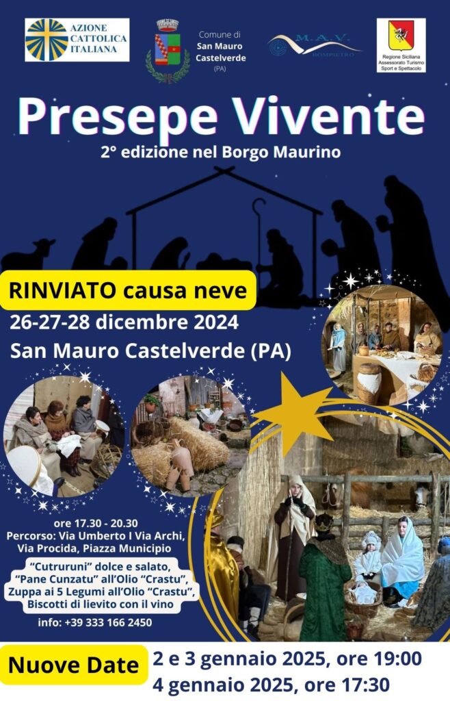 San Mauro Castelverde, rinviato il Presepe Vivente