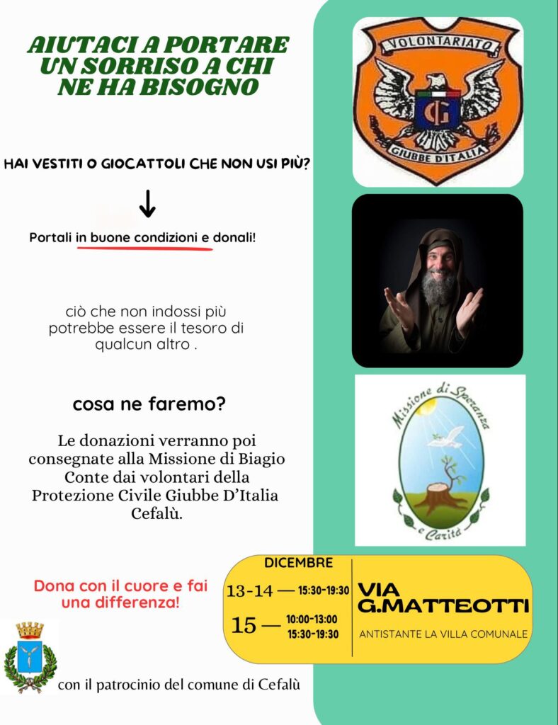 Giubbe d’Italia Cefalù. Un sorriso per chi ha bisogno