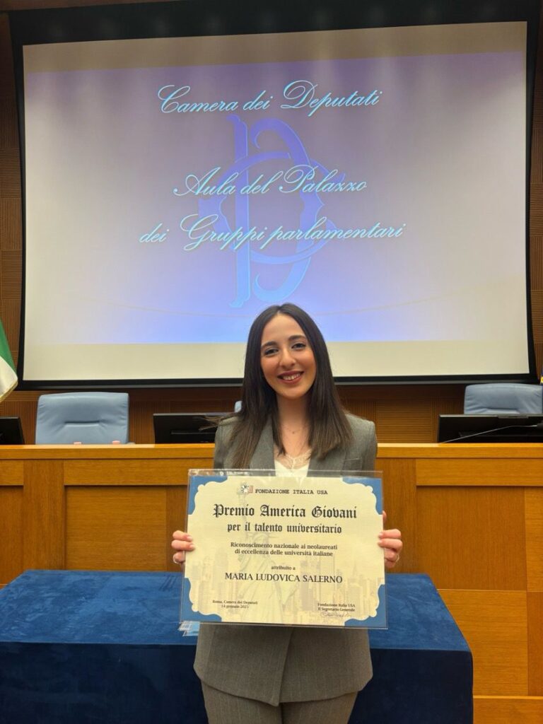 Il talento universitario di Maria Ludovica Salerno tra le eccellenze selezionate dalla Fondazione Italia USA per il Premio America Giovani