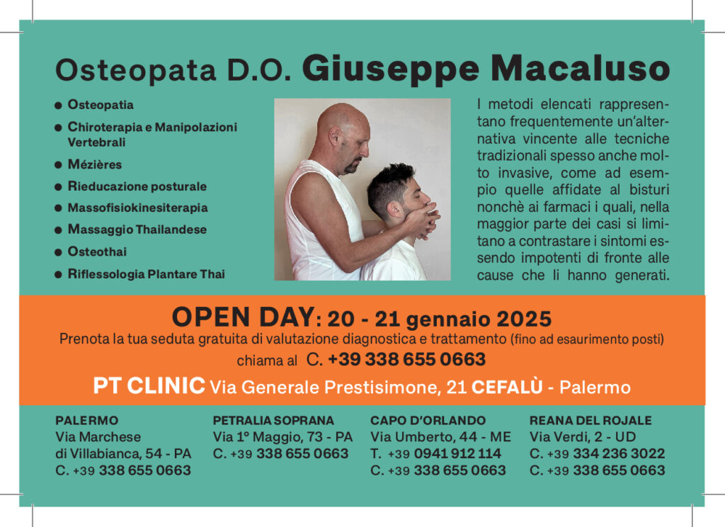 A Cefalu’ un open day dell’osteopata Giuseppe Macaluso