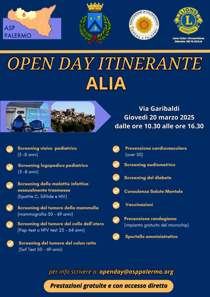 Asp di Palermo, domani Open Day ad Alia