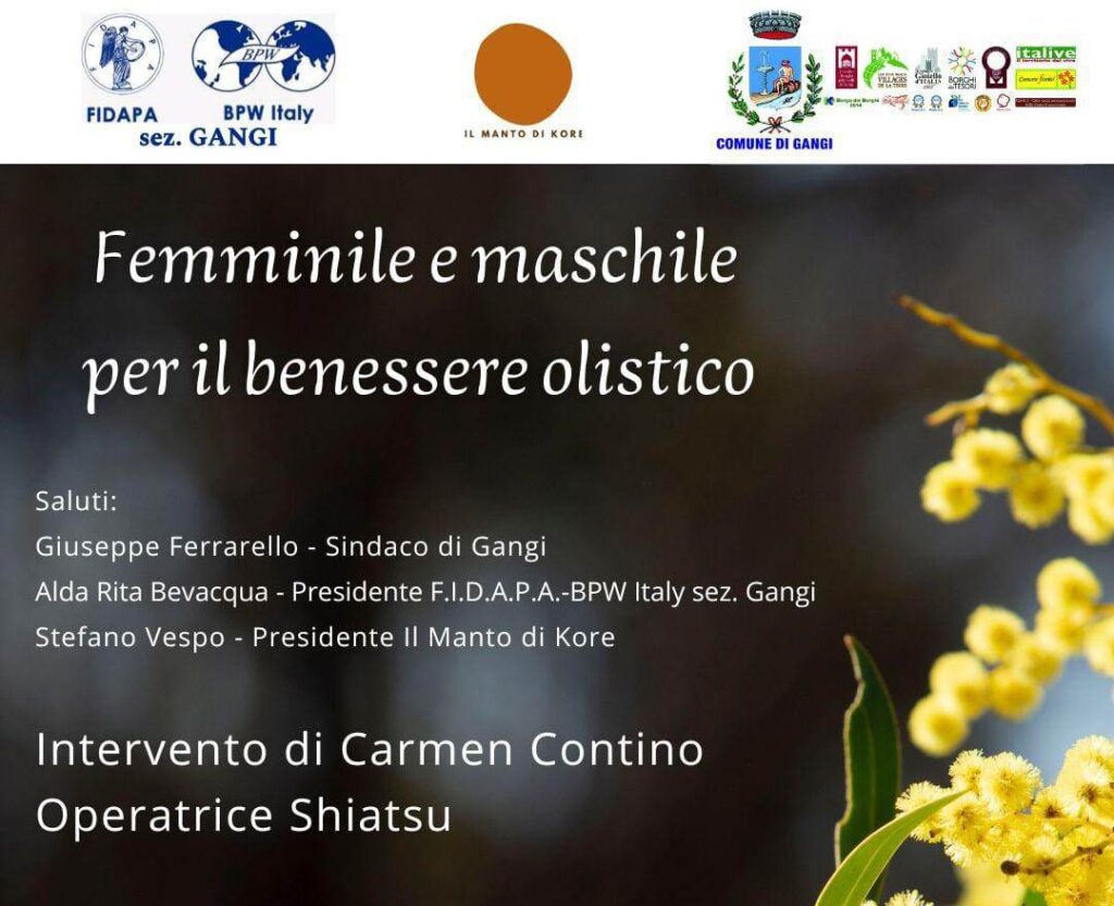 Il Manto di Kore e la FIDAPA di Gangi celebreranno l’8 marzo all’insegna dell’integrazione tra maschile e femminile