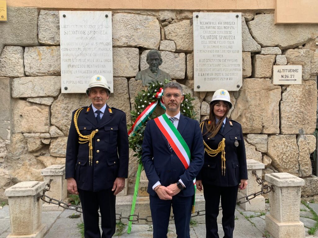 A Cefalù una corona d’alloro per il martire del Risorgimento Salvatore Spinuzza