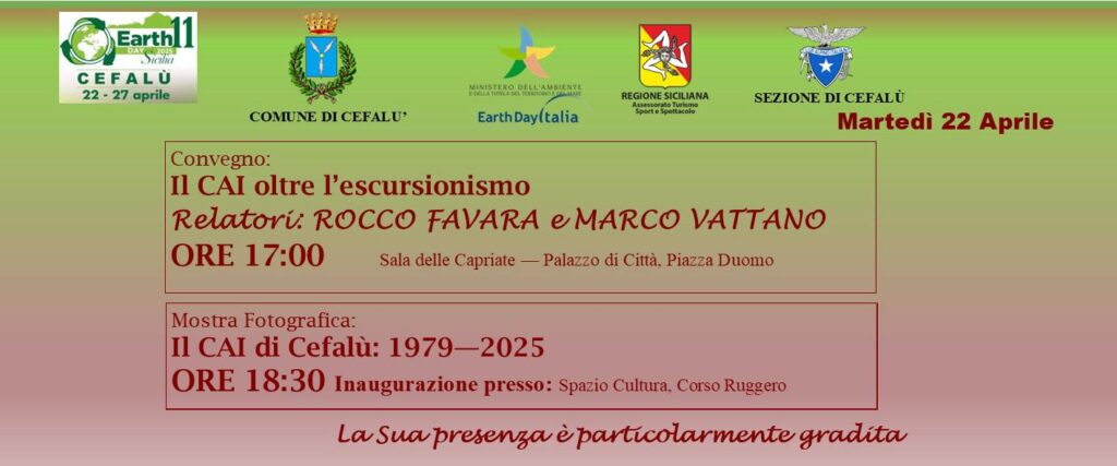 Earth Day. A Cefalù 2 eventi del Club Alpino per festeggiare 20 anni della sezione
