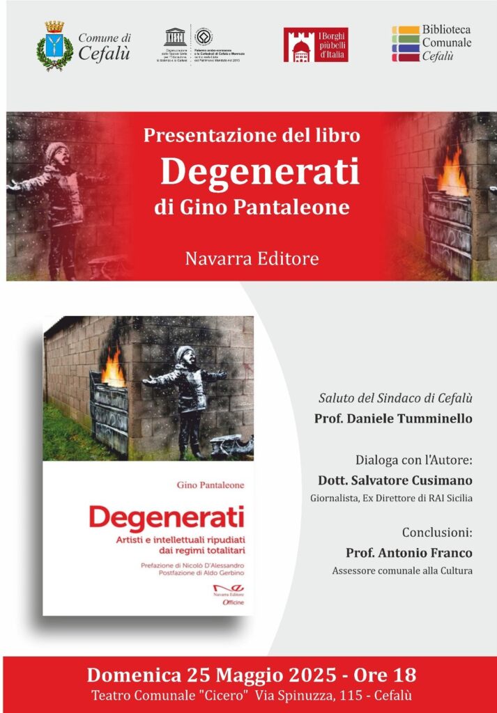 Cefalù – Presentazione del libro di Gino Pantaleone: “Degenerati”
