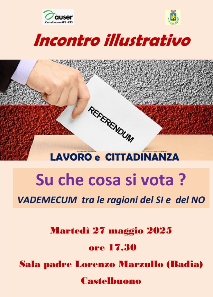 Auser di Castelbuono, incontro informativo sui referendum dell’8 e 9 giugno