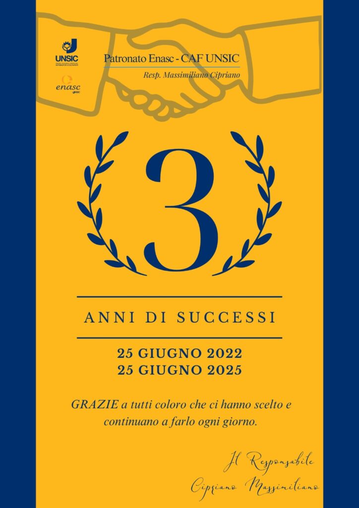 Patronato Caf Unsic, terzo anniversario