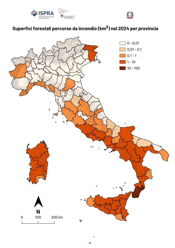 Ispra: Ecosistemi ed incendi boschivi nel 2024