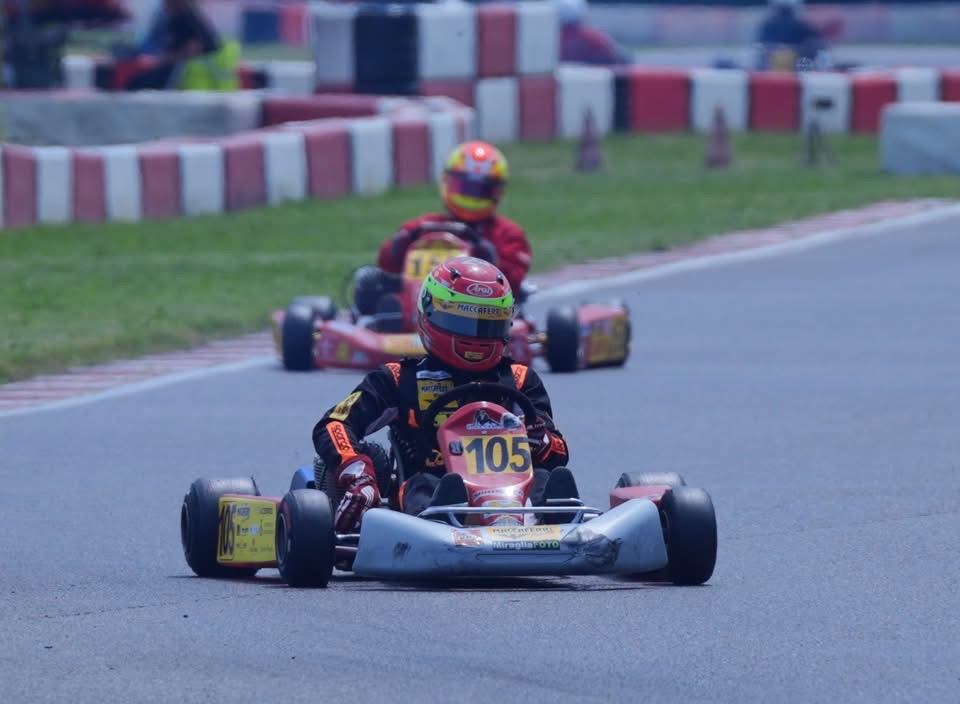 Il pilota castelbuonese di karting Vincenzo Campo al via del Euro Grand Prix in Danimarca.